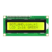 Wyświetlacz LCD 2x16 znaków zielony ze złączami - justPi