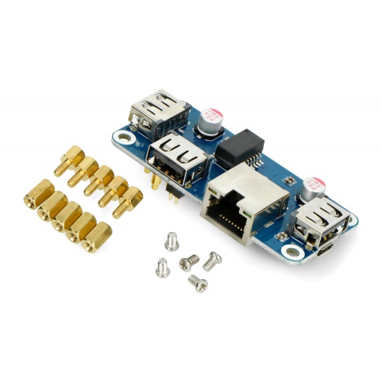 HUB Ethernet / USB (B) - 3xUSB 1xRJ45 Ethernet - щит для Raspberry Pi - Waveshare 20416