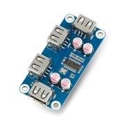 USB Hub Hat (B) - 4-portowy hub - nakładka do Raspberry Pi 4B/3B+/3B/Zero - Waveshare 20317