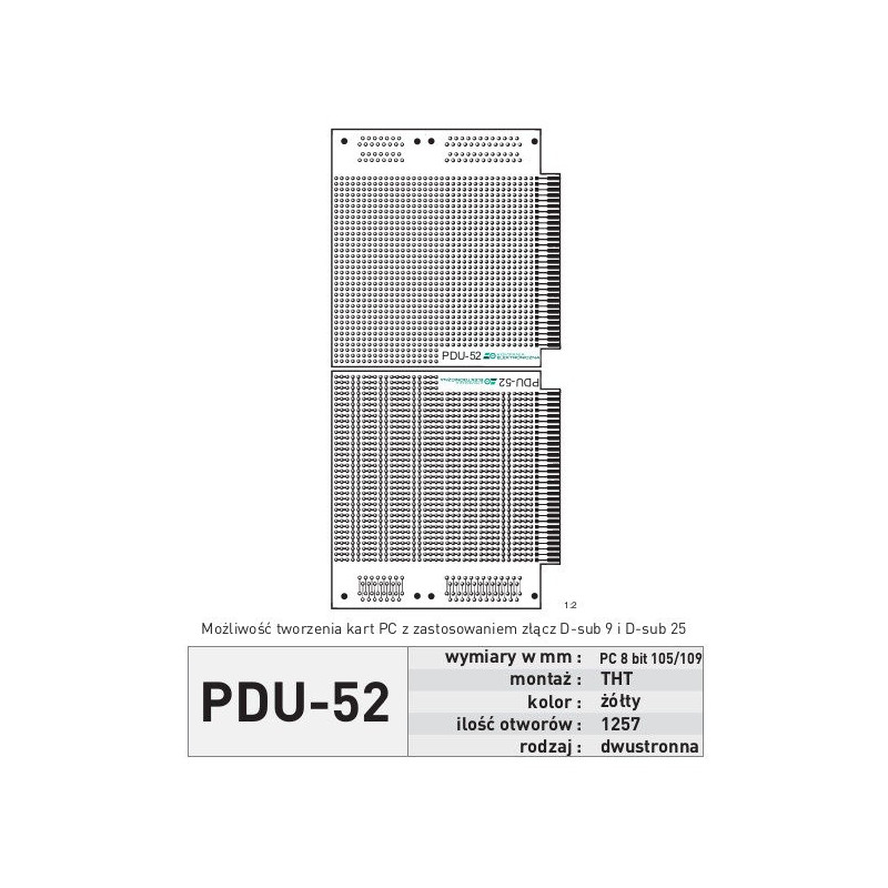 Płytka uniwersalna PDU52 - THT D-SUB