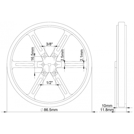 Колеса 90х10 мм - чорні - Pololu 1435