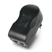 Adapter dogniazdkowy IPS PoE - RJ45 - 48V / 0,5A / 24W - czarny