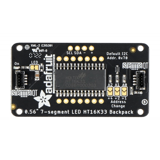 4-розрядний 7-сегментний дисплейний модуль 0,56 дюйма, рюкзак - синій I2C - STEMMA QT/Qwiic - Adafruit 881