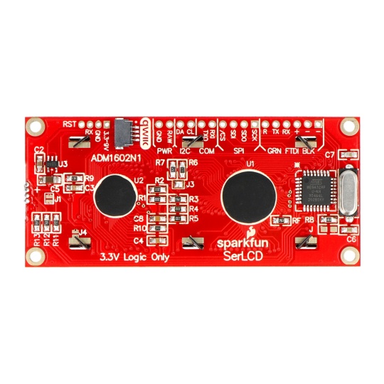 Дисплей Qwiic SerLCD 16x2 I2C - символи RGB - SparkFun LCD-16397