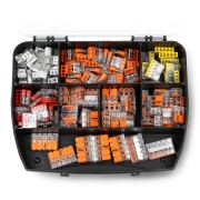 Zestaw kostek elektrycznych samozaciskowych WAGO 221 COMPACT 2-pin, 3-pin, 5-pin (32A/450V) + 2273 na drut (24A/450V) - 152szt.
