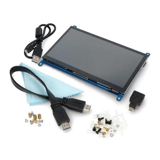РК-екран IPS 7 дюймів C 1024x600px ємнісний сенсорний HDMI + USB Rev 4.1 для Raspberry Pi чорно-білий корпус - Waveshare 11303