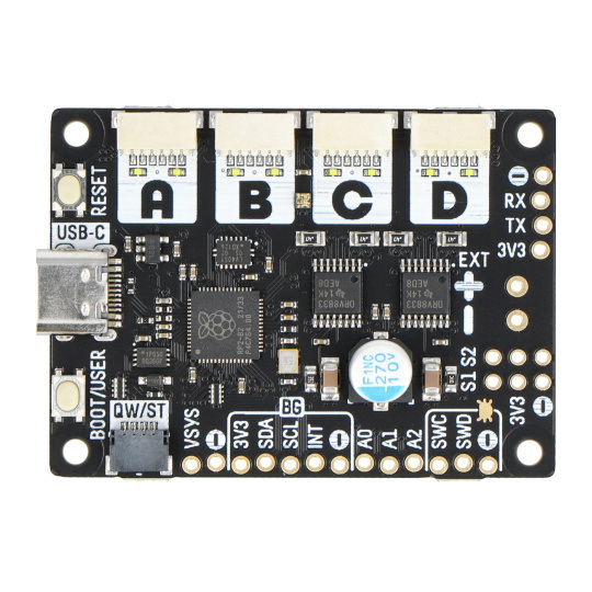 Двигун 2040 - чотириканальний контролер двигуна 10 В/0,5 А - RP2040 - Pimoroni PIM618