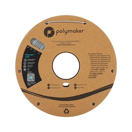 Филамент Polymaker PolyLite ASA 1,75 мм, 1 кг, серый.