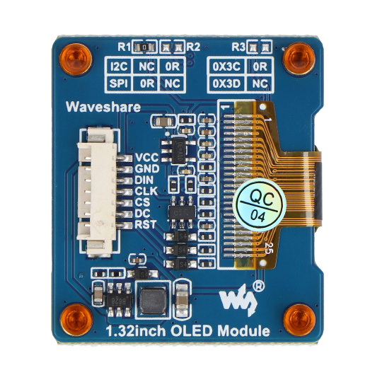OLED-дисплей 1,32 дюйма, 128x96 пикселей - SPI/I2C - 16 оттенков серого - черно-белый - Waveshare 24777