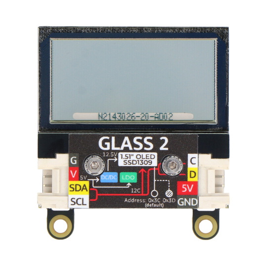 Блок Glass2 - з прозорим OLED-дисплеєм 1,51 дюйма 128x64 пікселів - M5Stack U158-B