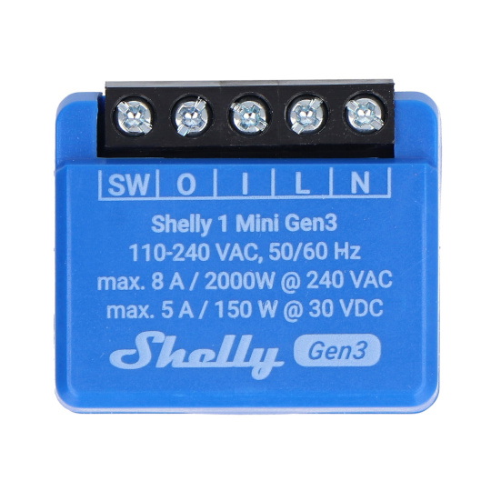 Shelly Plus 1 Mini Gen3 - реле 240V/8A WiFi/Bluetooth - додаток для Android/iOS