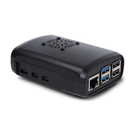 Корпус для Raspberry Pi 5 с вентилятором и радиаторами - ABS - черный