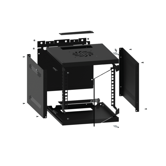 Настінна стійкова шафа - 10'' 6U 280x310 мм - чорна - Lanberg WF10-2306-10B