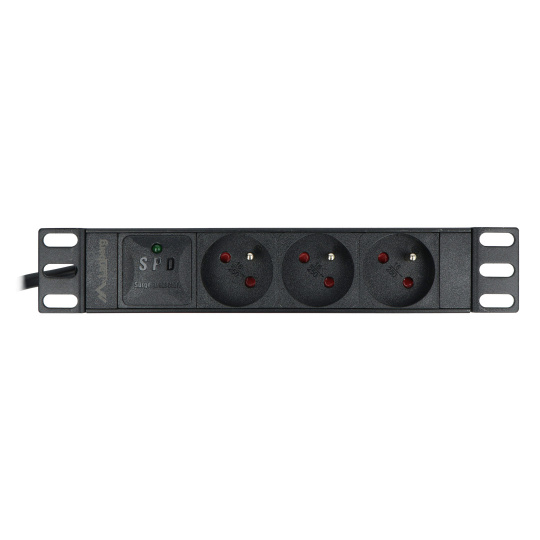 Подовжувач для серверних стійок 10'' - 3 розетки 16А - 2м - чорний - Lanberg PDU-03E-0200-BK