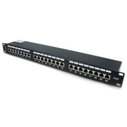 Patch Panel 24-portowy ekranowany - do szaf serwerowych 19'' - 1U kat.6 FTP - czarny - Lanberg PPS6-1024-B