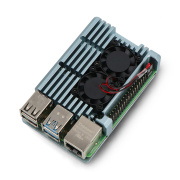 Obudowa do Raspberry Pi 4B z 2 wentylatorami - szara