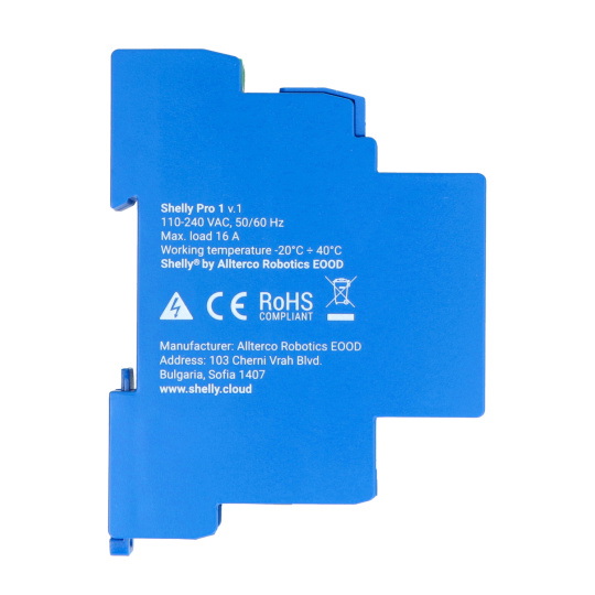 Shelly Pro 1 - 1-канальний WiFi контролер 230 В - додаток для Android/iOS