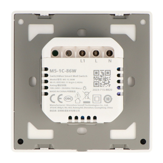 Sonoff M5-1C-86W - Розумний настінний вимикач Wi-Fi/Matter - 1-канальний - білий