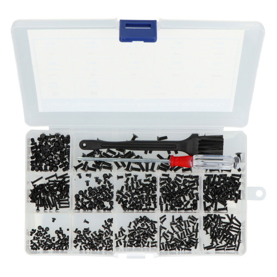 Набір чорних гвинтів з потайною головкою M2/M2.5/M3 - 600 шт.