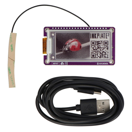 Inkplate 2 - дисплей для електронного паперу 2.13'' 212x104px - ESP32 - сумісний з Arduino - паяний 333166