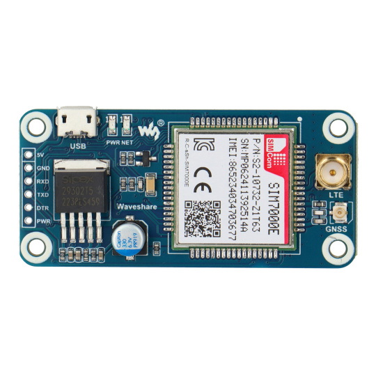 LTE GPS HAT - NB-IoT/LTE/GPRS/GPS SIM7000E - накладка для Raspberry Pi 3B+/3B/2B/Zero - Waveshare 14865