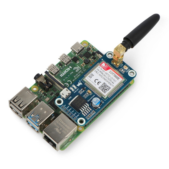 LTE GPS HAT - NB-IoT/LTE/GPRS/GPS SIM7000E - накладка для Raspberry Pi 3B+/3B/2B/Zero - Waveshare 14865
