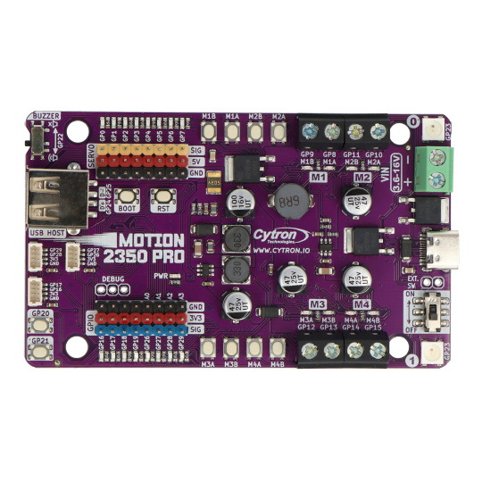 Cytron Maker Motion 2350 Pro - 4 двигуни + 8 сервоприводів, контролер - RP2350