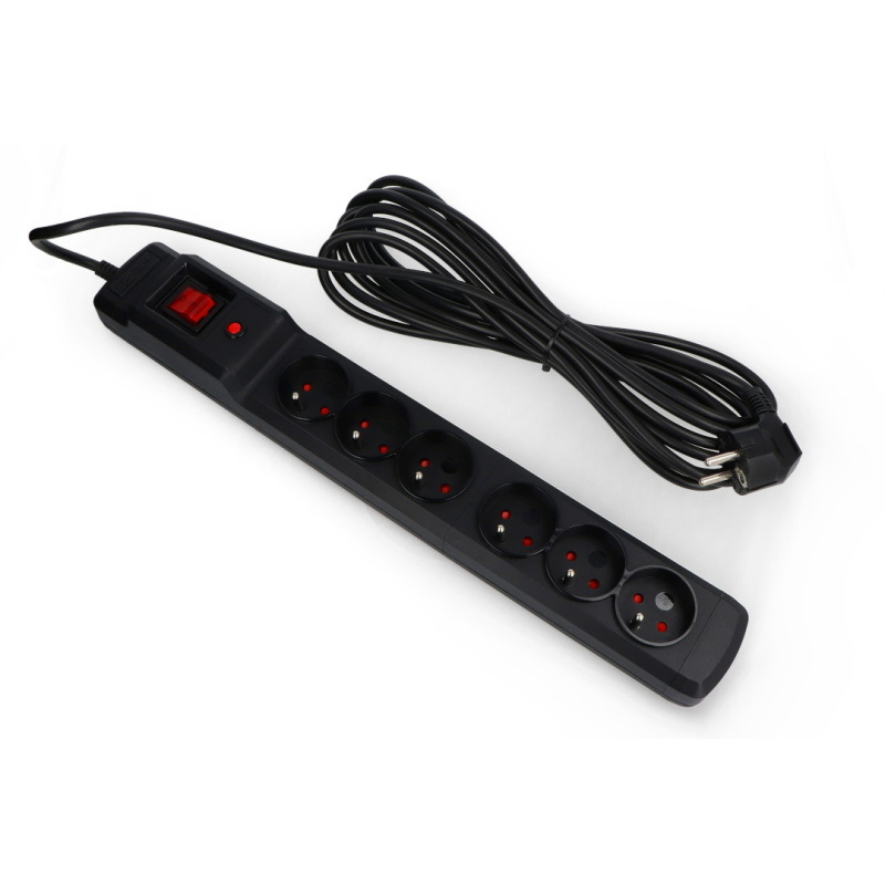 Listwa zasilająca z zabezpieczeniami Arcon Multi M6 czarna - 6 gniazd