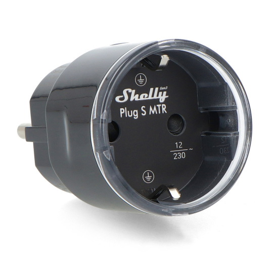 Shelly Plug S MTR Gen3 - Розумна розетка WiFi/Bluetooth/Matter з лічильником енергії - Чорний