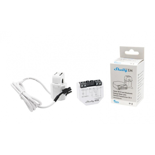 Shelly EM Gen3 - однофазний лічильник електроенергії + трансформатор 50A - WiFi/Bluetooth - додаток для Android/iOS