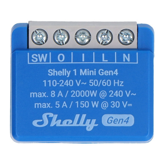 Shelly 1 Mini Gen4 - 240V/8A WiFi/Bluetooth/ZigBee/Matter relay - додаток для Android/iOS