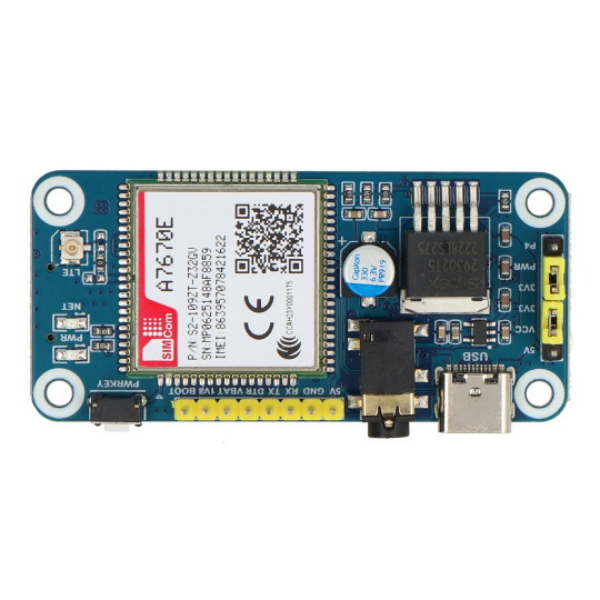 A7670E LTE Cat-1 HAT для Raspberry Pi, багатодіапазонний, 2G GSM/GPRS, LBS - Модуль бездротового зв'язку - Waveshare 20049