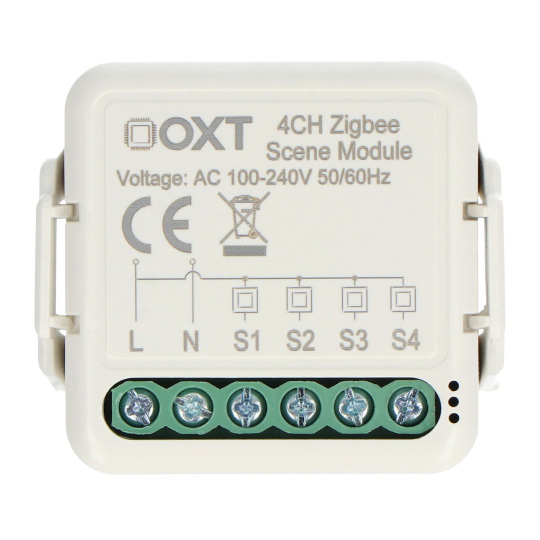 Tuya — 4-канальный мини-контроллер сцен ZigBee — 12 действий — 230 В — OXT T254