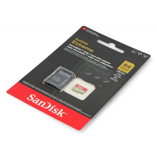 Карта памяти SanDisk Extreme microSDXC 64 ГБ 170 МБ/с UHS-I Class U3 с адаптером