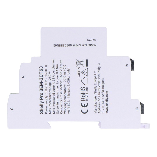 Shelly Pro 3EM-3CT63 - одно/трифазний лічильник електроенергії з підтримкою LAN/WiFi/Bluetooth
