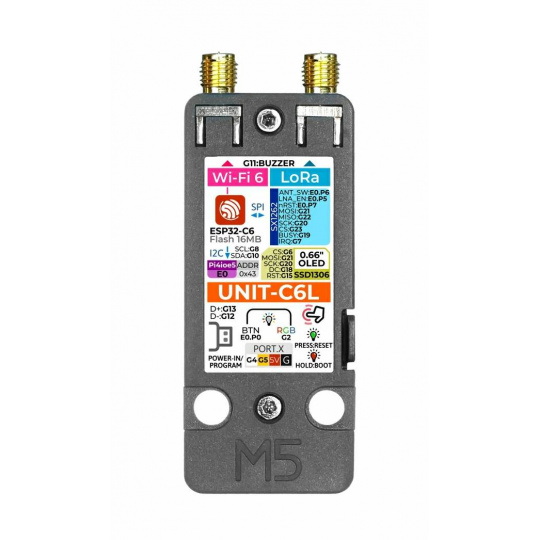 Unit C6L — модуль LoRa для Meshtastic — SX1262, ESP32-C6 — M5Stack U202