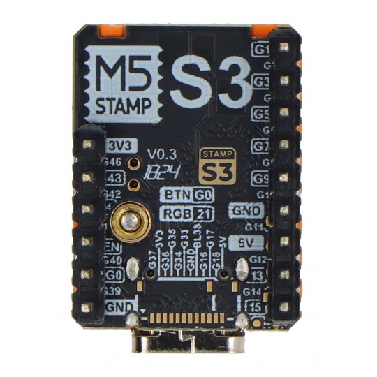 M5Stamp S3A - модуль розробки з ESP32S3 - роз'єм 2,54 мм - M5Stack S007-PIN254-V033