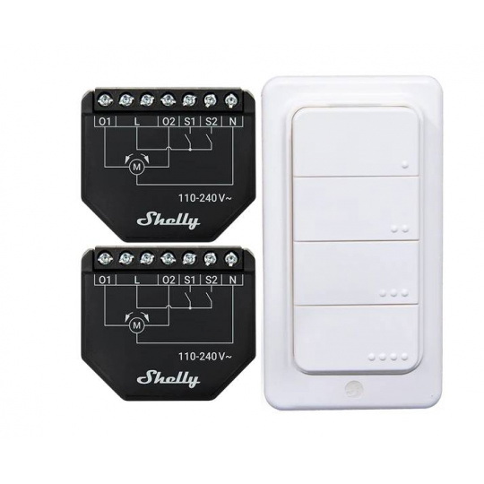Shelly Shutter + BLU RC Button 4 - 2 контролери для ролет + пульт дистанційного керування для активації дій та сцен - WiFi/Bluetoo