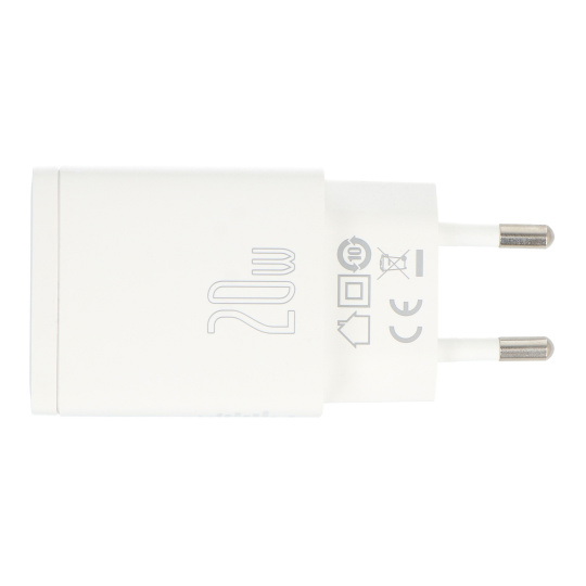 Блок живлення Baseus Compact Quick Charger USB-A/USB-C - 5V/3A 20W - білий