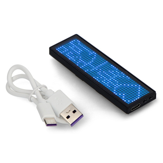 Програмований світлодіодний іменний бейдж 93 x 30 мм - USB текстовий дисплей - синій