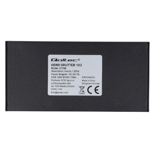 Активный разветвитель 2x HDMI 4K/2K 3,4 Гбит/с - Qoltec 51796