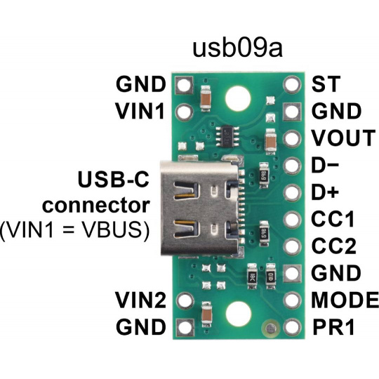 Разъем питания USB Type-C с мультиплексором TPS2116 - usb09a - Pololu 3728