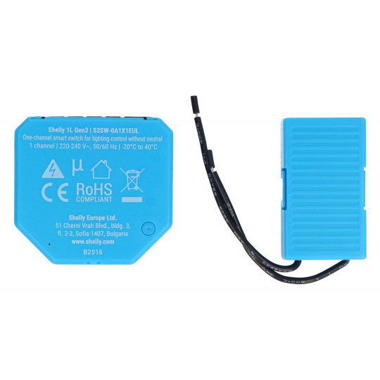 Shelly 1L Gen3 - 1-канальне реле 230VAC без N - WiFi/Bluetooth