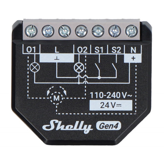 Shelly Plus 2PM Gen4 — 2-канальный встраиваемый реле/контроллер рольставней 110-240 В — WiFi/Bluetooth/ZigBee/Matter — 4 шт.