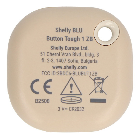 Shelly BLU Button Tough 1 ZB - Кнопка активації сцен та дій Bluetooth/ZigBee - Мокко
