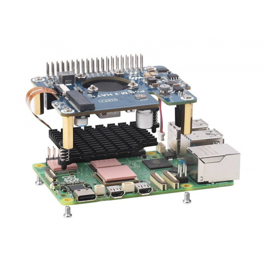 PoE M.2 HAT+ - PCIe-адаптер для NVMe M.2 накопителей с поддержкой PoE - для Raspberry Pi 5 - Waveshare 28411