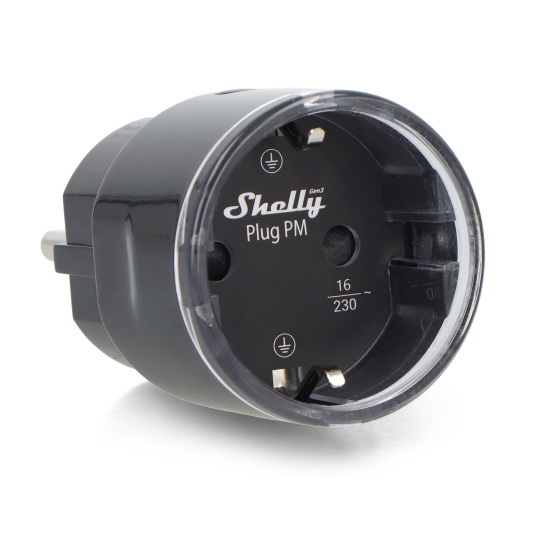 Shelly Plug PM Gen3 — Умная розетка с Wi-Fi/Bluetooth и счетчиком электроэнергии — Черная