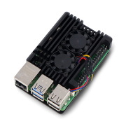 Obudowa do Raspberry Pi 5 z dwoma wentylatorami - aluminiowa - czarna
