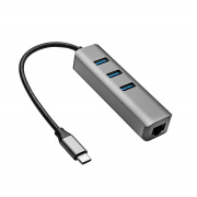 Hub USB C - 3xUSB A i Gigabit Ethernet - Akyga AK-AD-66
