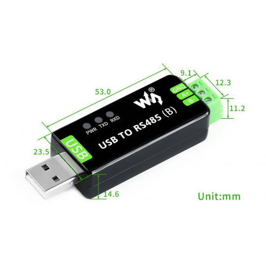 Промисловий перетворювач USB - RS485 (B) - Waveshare 22456
